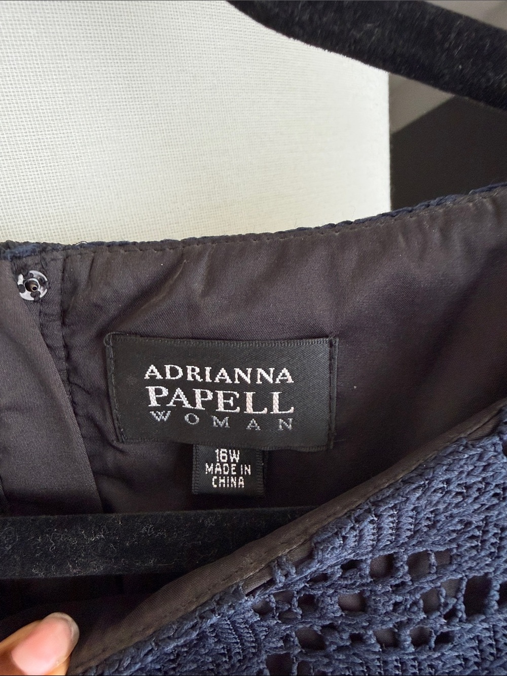 Adrianna Papell Navy Crochet Lace Midi Dress - Picture 2 of 5